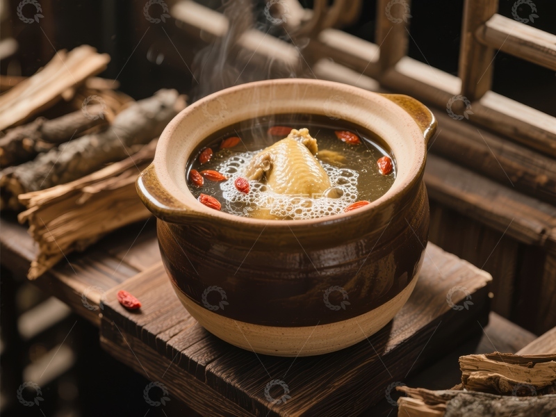 高清大图下载【趣麦麦图】热气腾腾的中式炖汤