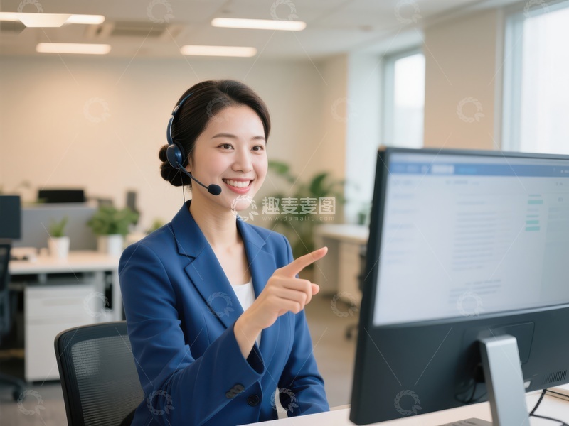 高清大图下载【趣麦麦图】客服人员在办公室使用电脑工作