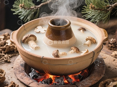 热气腾腾的菌菇汤锅