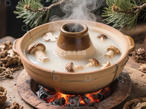 热气腾腾的菌菇汤锅