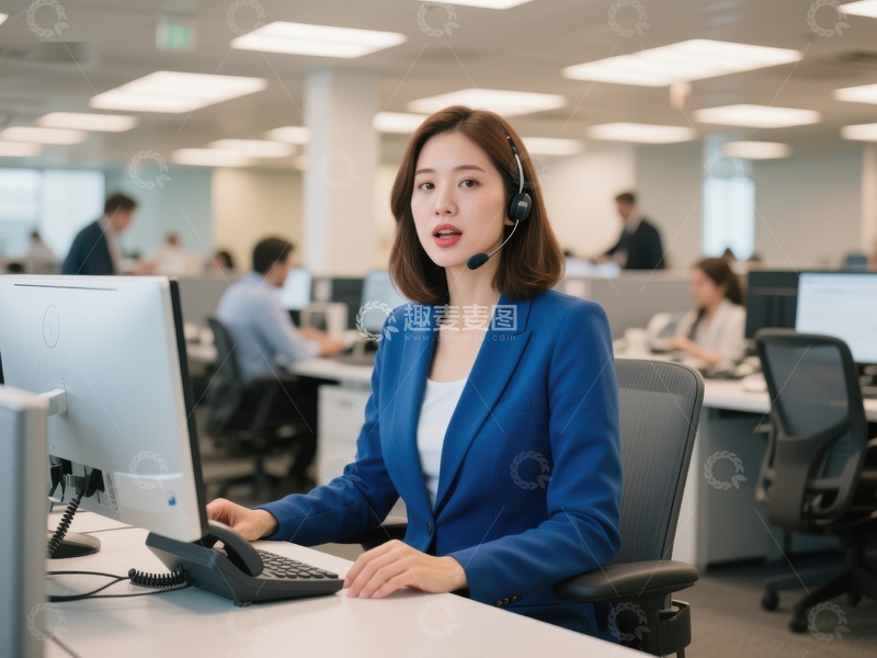 高清大图下载【趣麦麦图】客服人员在办公室工作