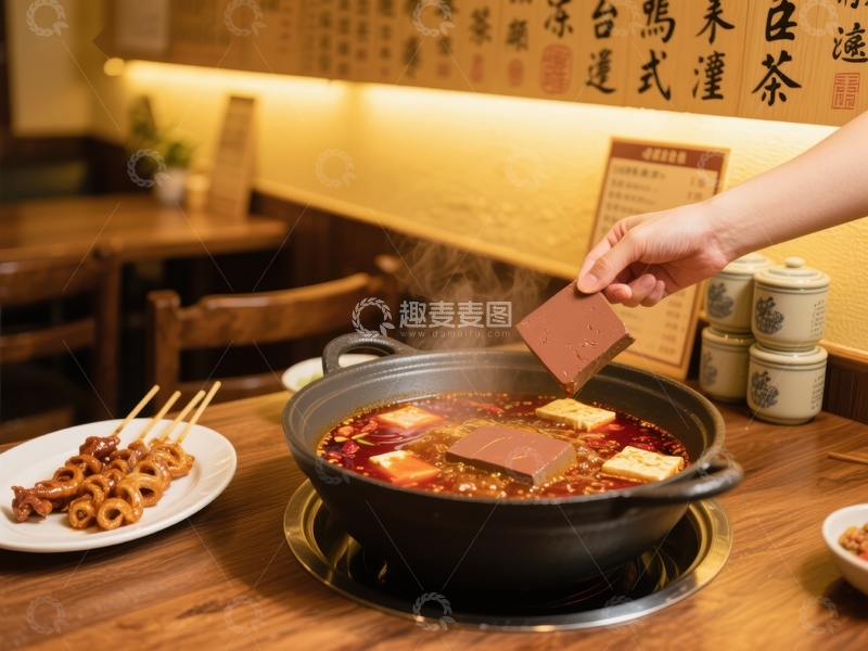 高清大图下载【趣麦麦图】火锅桌上，热气腾腾的美食体验
