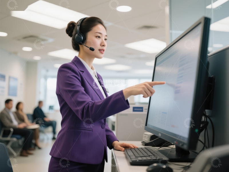 高清大图下载【趣麦麦图】客服人员使用电脑进行工作