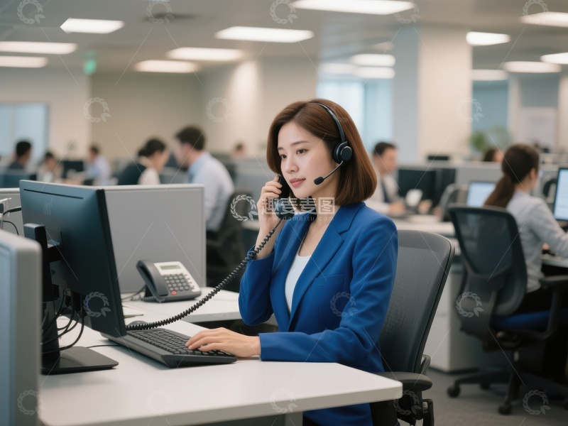 高清大图下载【趣麦麦图】客服人员在办公室工作