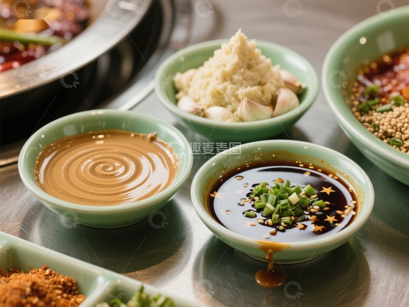 高清大图下载【趣麦麦图】各式蘸料摆盘，色彩丰富诱人