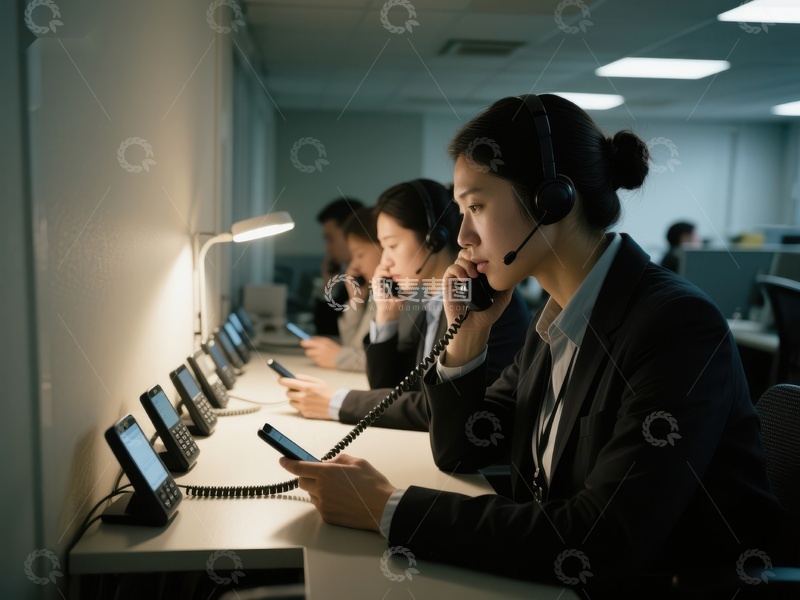 高清大图下载【趣麦麦图】客服人员在办公室忙碌工作