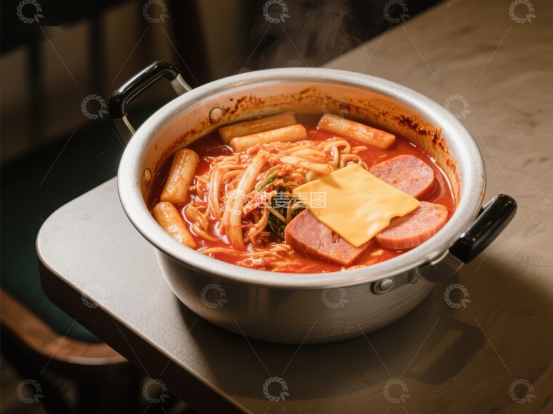 高清大图下载【趣麦麦图】热气腾腾的韩式炒年糕锅