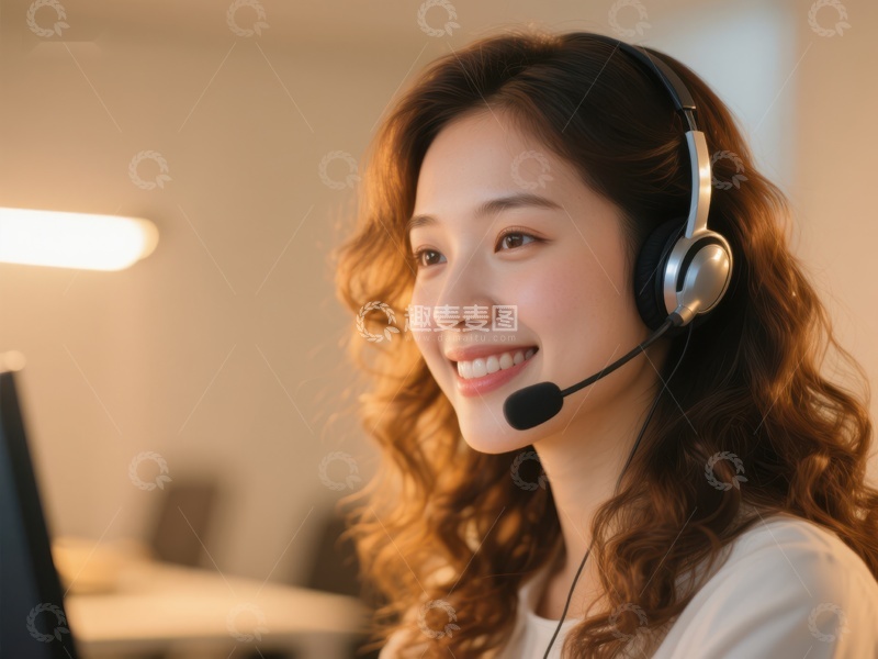 高清大图下载【趣麦麦图】客服人员微笑工作