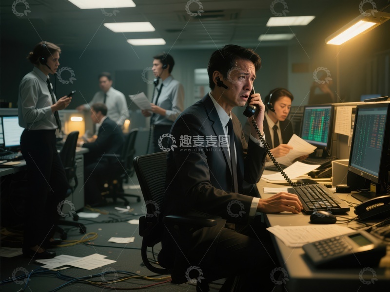 高清大图下载【趣麦麦图】忙碌的交易室，工作人员专注工作