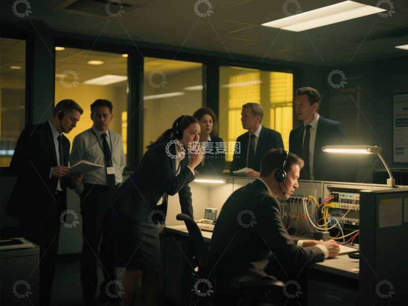 高清大图下载【趣麦麦图】办公室内团队协作紧张工作