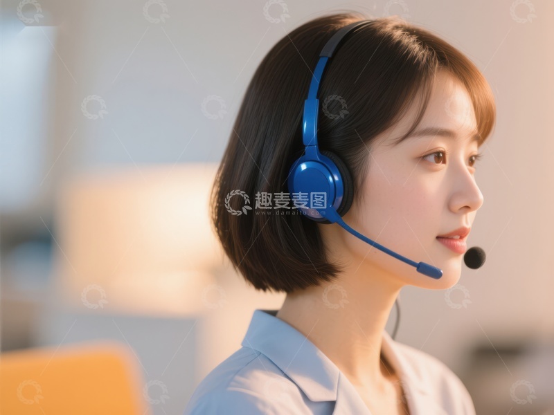 高清大图下载【趣麦麦图】佩戴耳机的女性专注工作