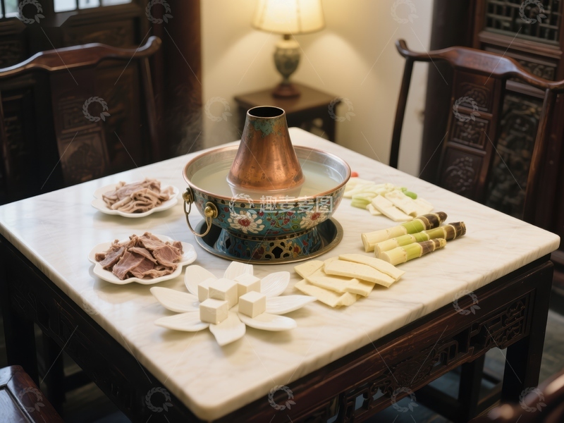 传统火锅宴，食材丰富摆盘精美