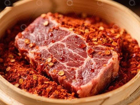 香辣腌制牛肉，色泽诱人
