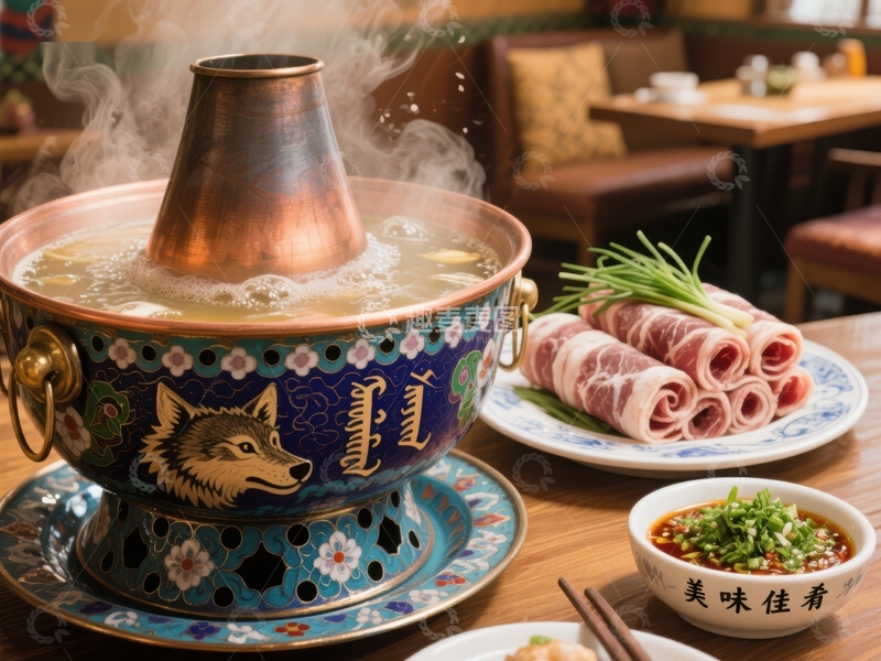 高清大图下载【趣麦麦图】-热气腾腾的火锅与精致食材