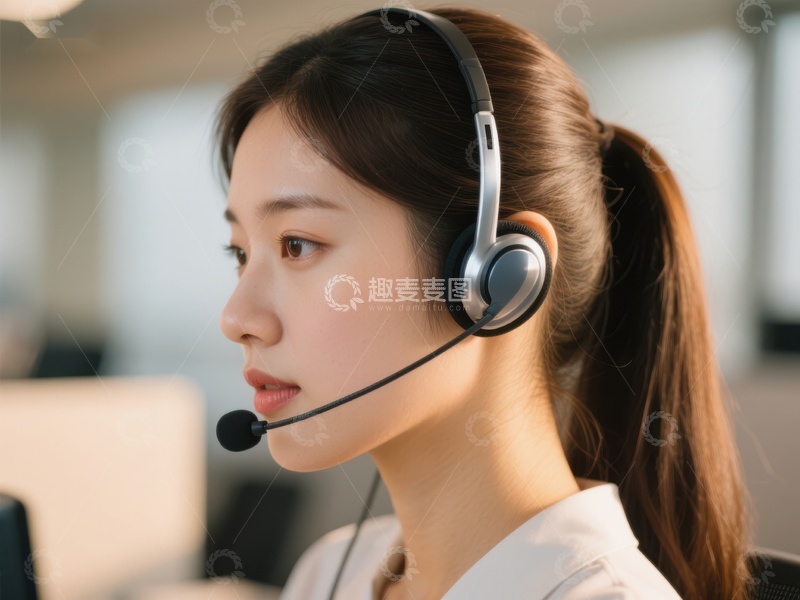 高清大图下载【趣麦麦图】客服人员专注工作