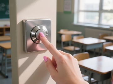 手指轻触教室门铃