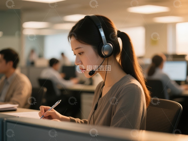 高清大图下载【趣麦麦图】客服人员专注工作