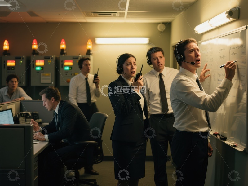 高清大图下载【趣麦麦图】办公室内团队协作紧张工作