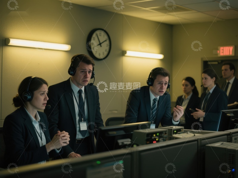 高清大图下载【趣麦麦图】控制室内的紧张工作场景