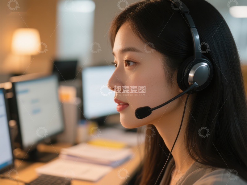 高清大图下载【趣麦麦图】客服人员专注工作