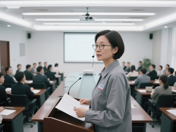 职场女性在会议室发表演讲