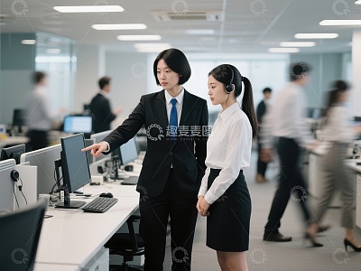 职场女性交流，办公环境协作