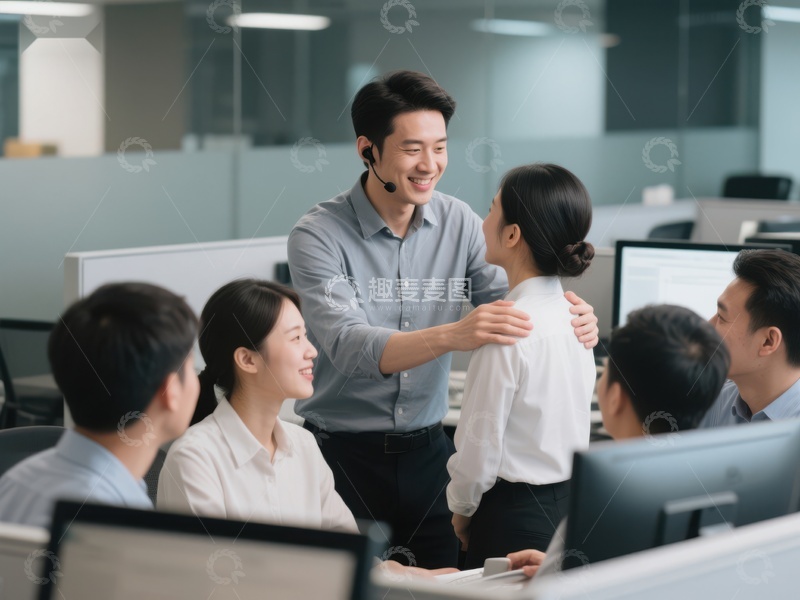 高清大图下载【趣麦麦图】办公室团队协作交流