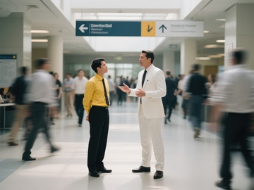 商务人士在会议中心交谈