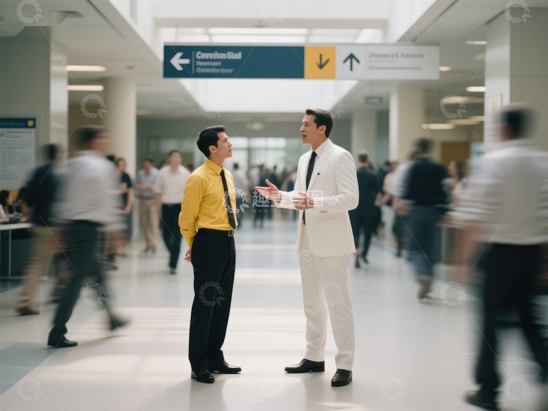 高清大图下载【趣麦麦图】商务人士在会议中心交谈