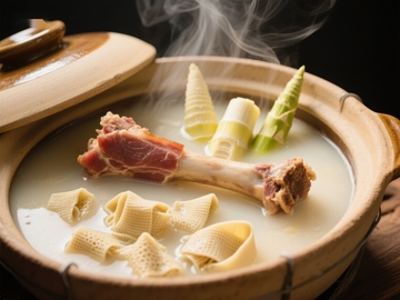 鲜美骨汤配竹笋与面片