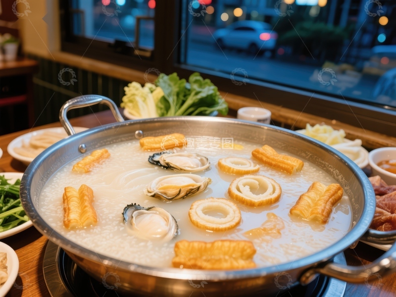 高清大图下载【趣麦麦图】热气腾腾的海鲜火锅宴