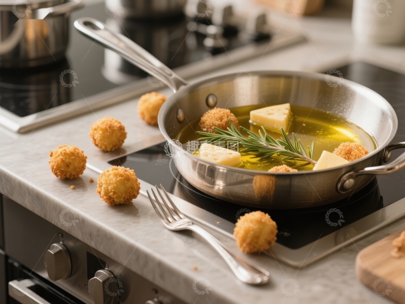 高清大图下载【趣麦麦图】厨房烹饪：橄榄油中的奶酪与香草