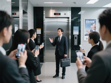 商务人士电梯前演讲