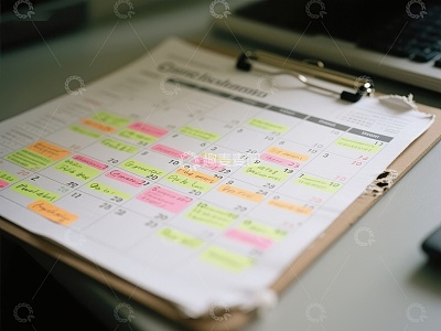 彩色标记的日历计划表