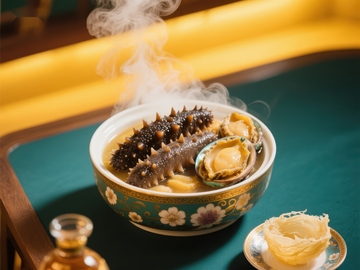 热气腾腾的海参鲍鱼炖汤