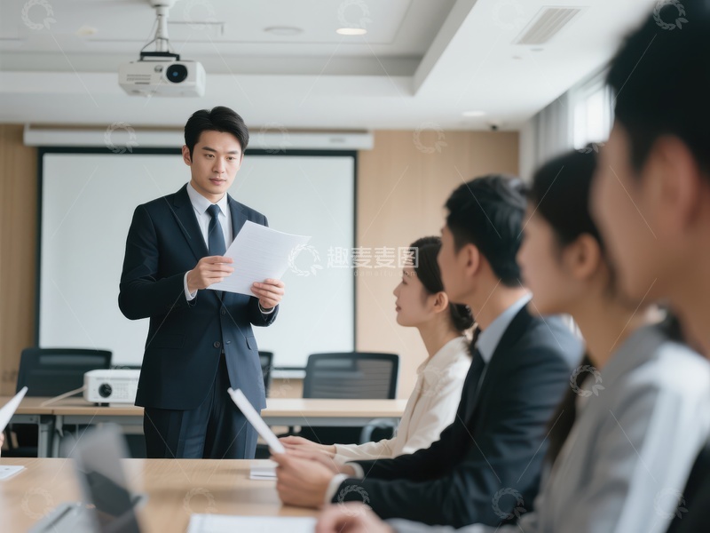 高清大图下载【趣麦麦图】商务会议中领导发言