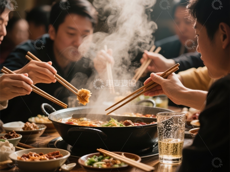 高清大图下载【趣麦麦图】围炉共煮，共享美食时刻