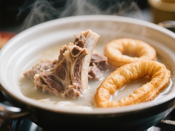 热气腾腾的骨汤配油条