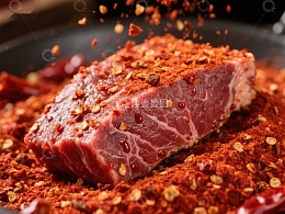 辣椒粉腌制的牛肉块