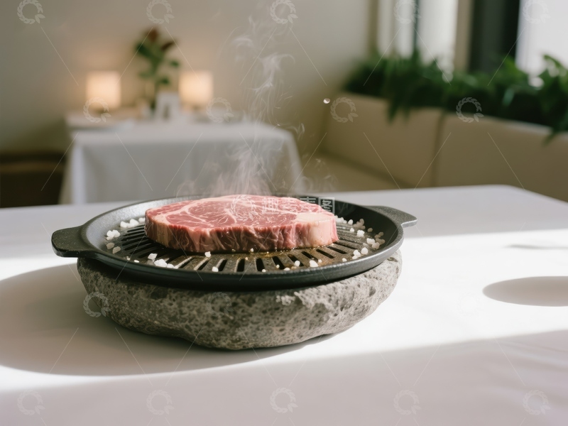 高清大图下载【趣麦麦图】石锅烤制新鲜牛肉