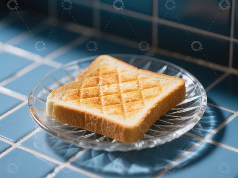 高清大图下载【趣麦麦图】烤面包片置于透明盘上