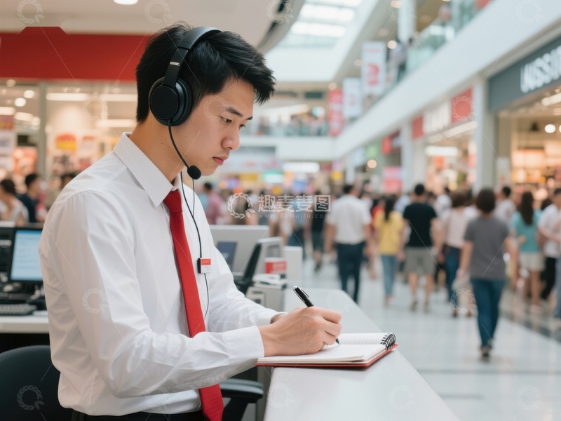 高清大图下载【趣麦麦图】商场客服人员专注工作