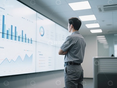 男子注视大数据显示屏