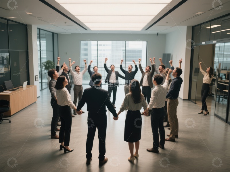 高清大图下载【趣麦麦图】商务团队庆祝成功