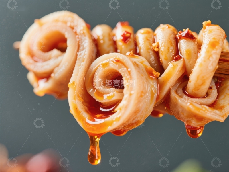高清大图下载【趣麦麦图】酱汁淋漓的鱿鱼圈特写