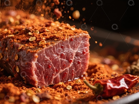 香料腌制的牛肉特写