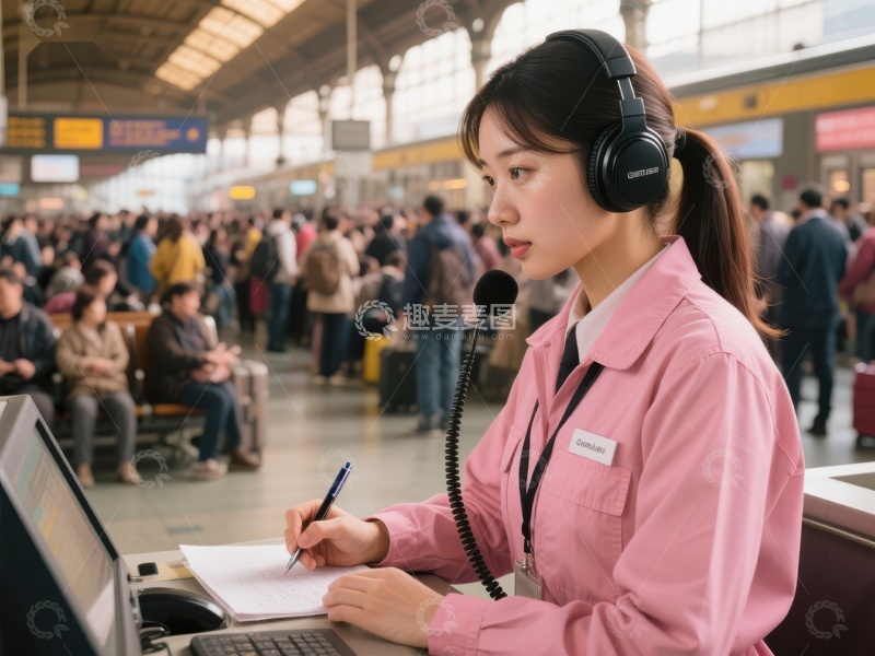 高清大图下载【趣麦麦图】车站工作人员专注工作