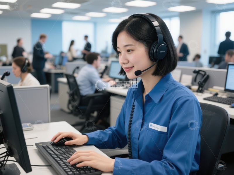 高清大图下载【趣麦麦图】客服人员在办公室使用电脑工作
