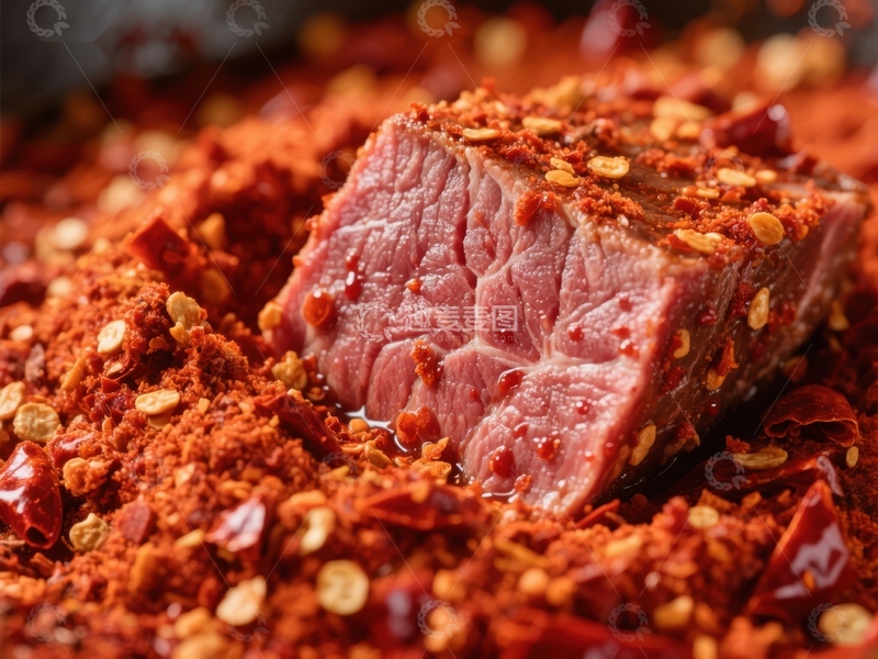 高清大图下载【趣麦麦图】麻辣牛肉：香辣红油中的嫩肉