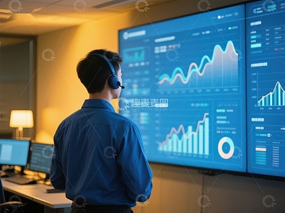 分析师注视大数据屏幕
